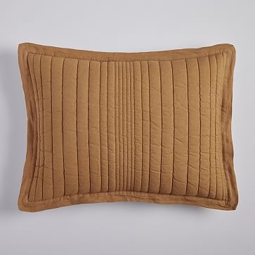 European Flax Linen Linework Quilt, Standard Sham Set, Golden Oak - Image 0