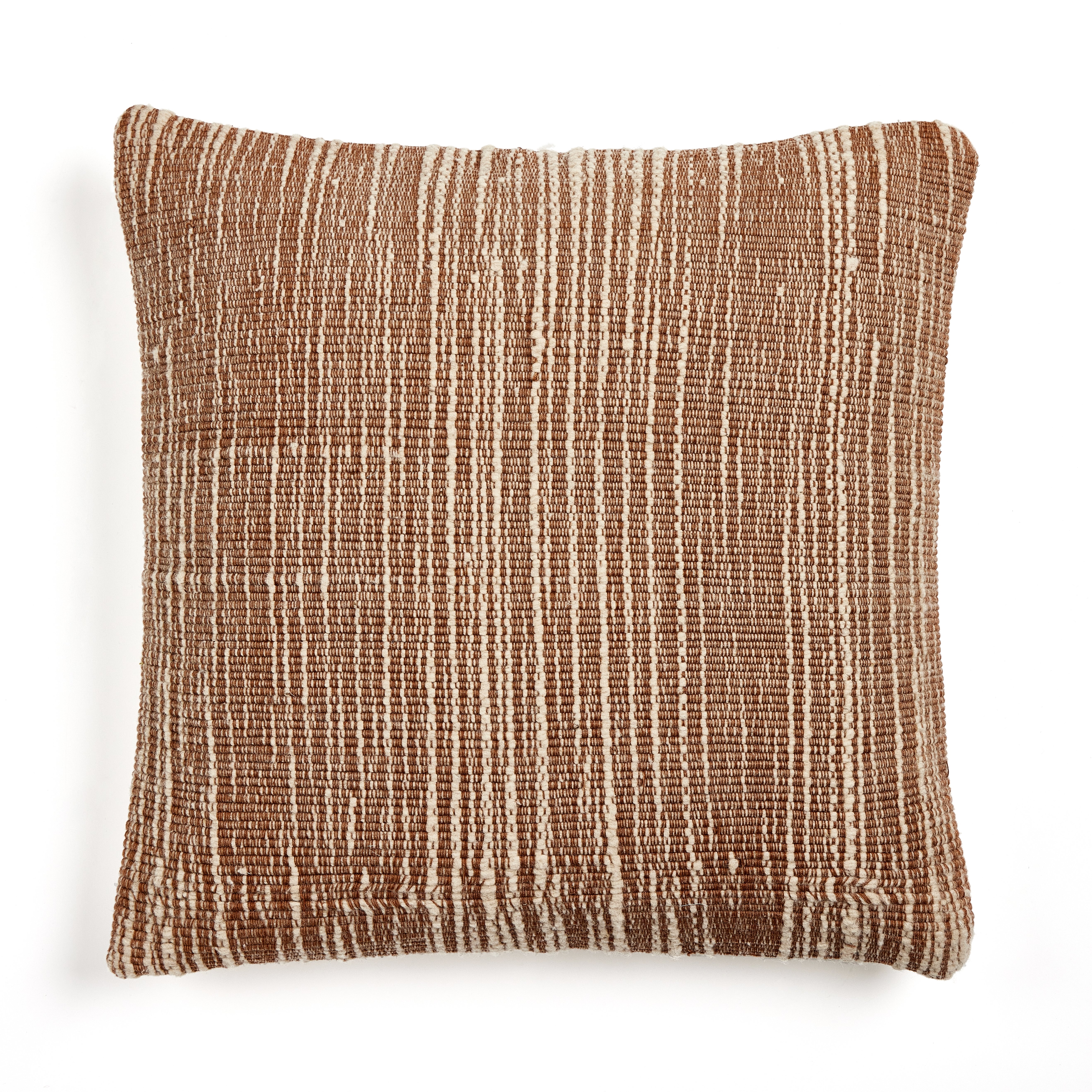 Handwoven Stripe Wool Pillow-Ntrl-20x20 - Image 0