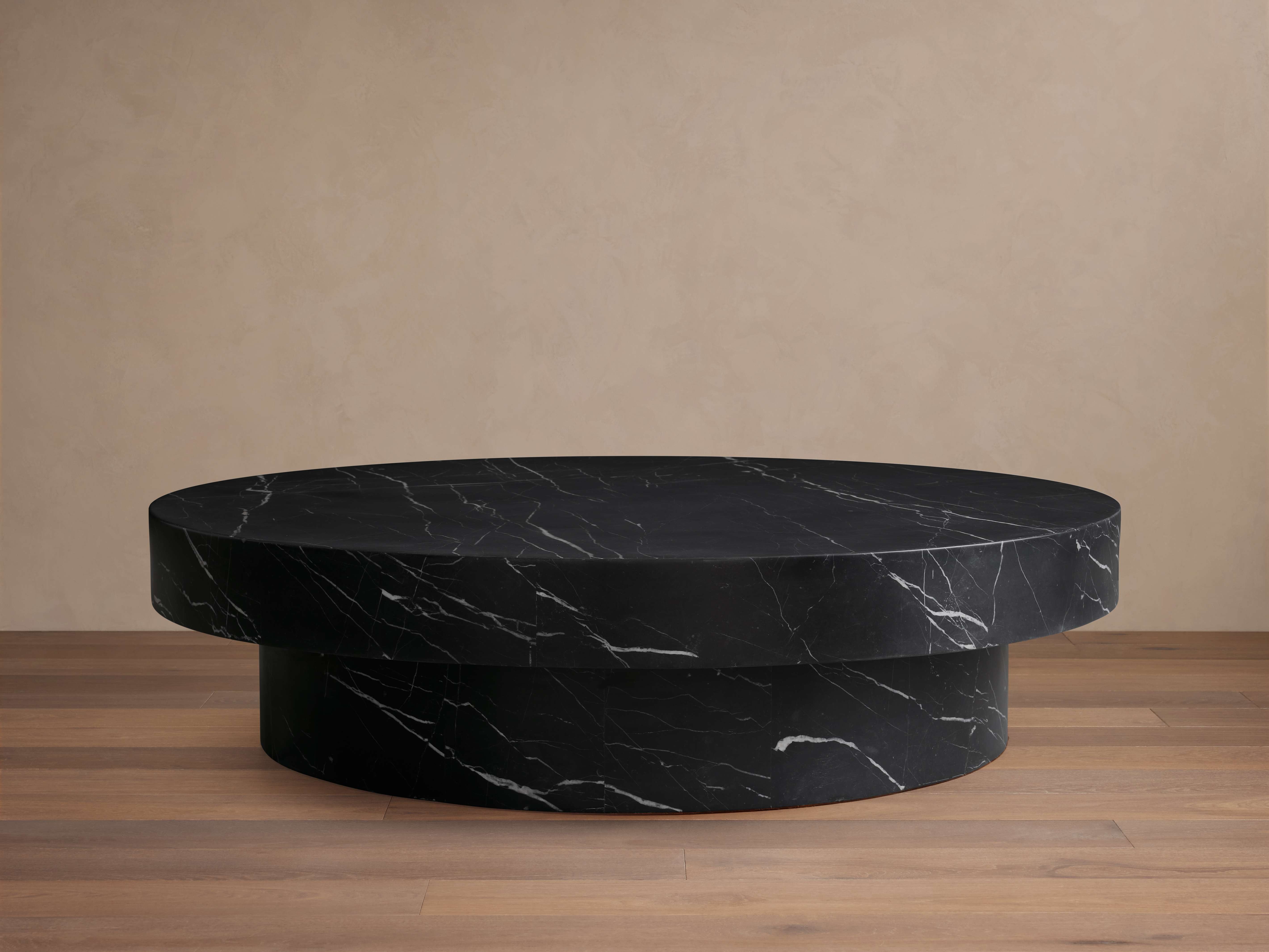 Cinzia Round Coffee Table Stone in Black  Marquina/42" Tall - Image 0