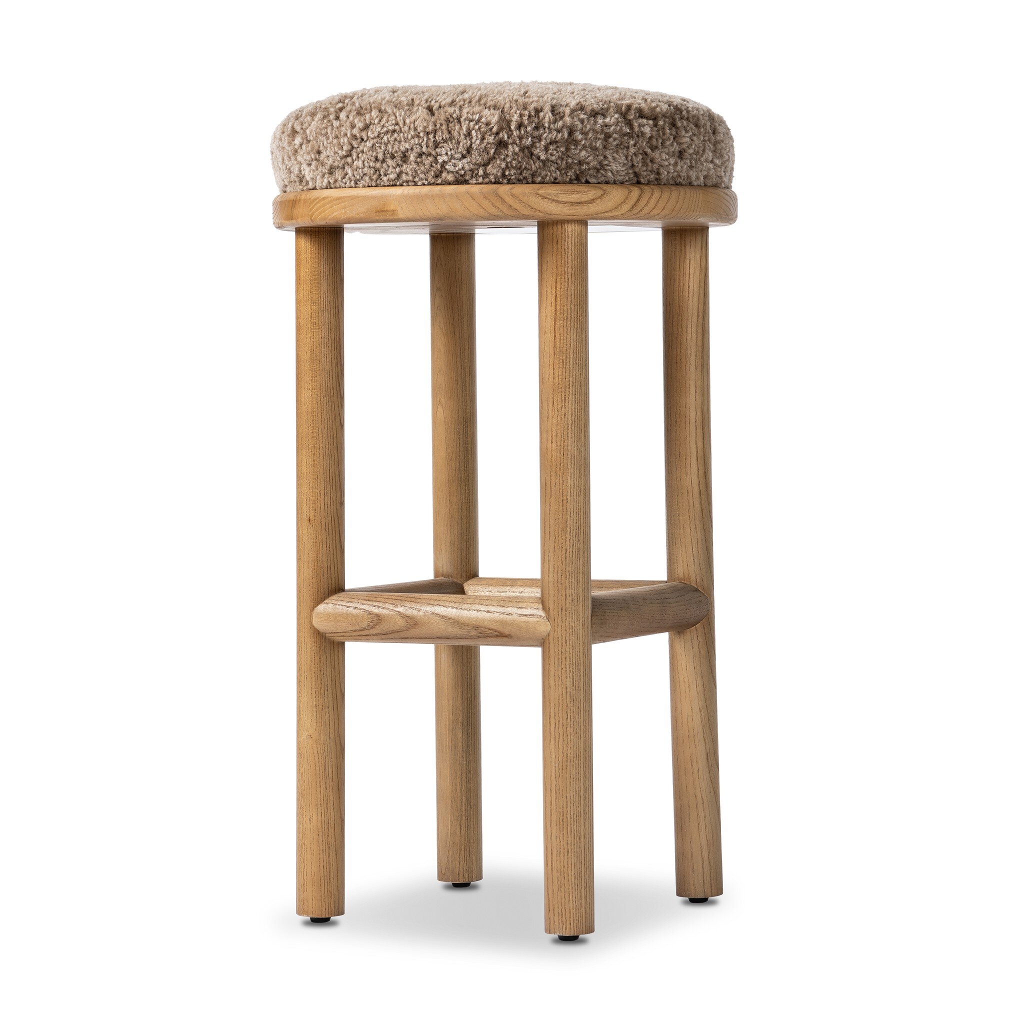 Saldino Bar + Counter Stool - Taupe Shearling - Image 9