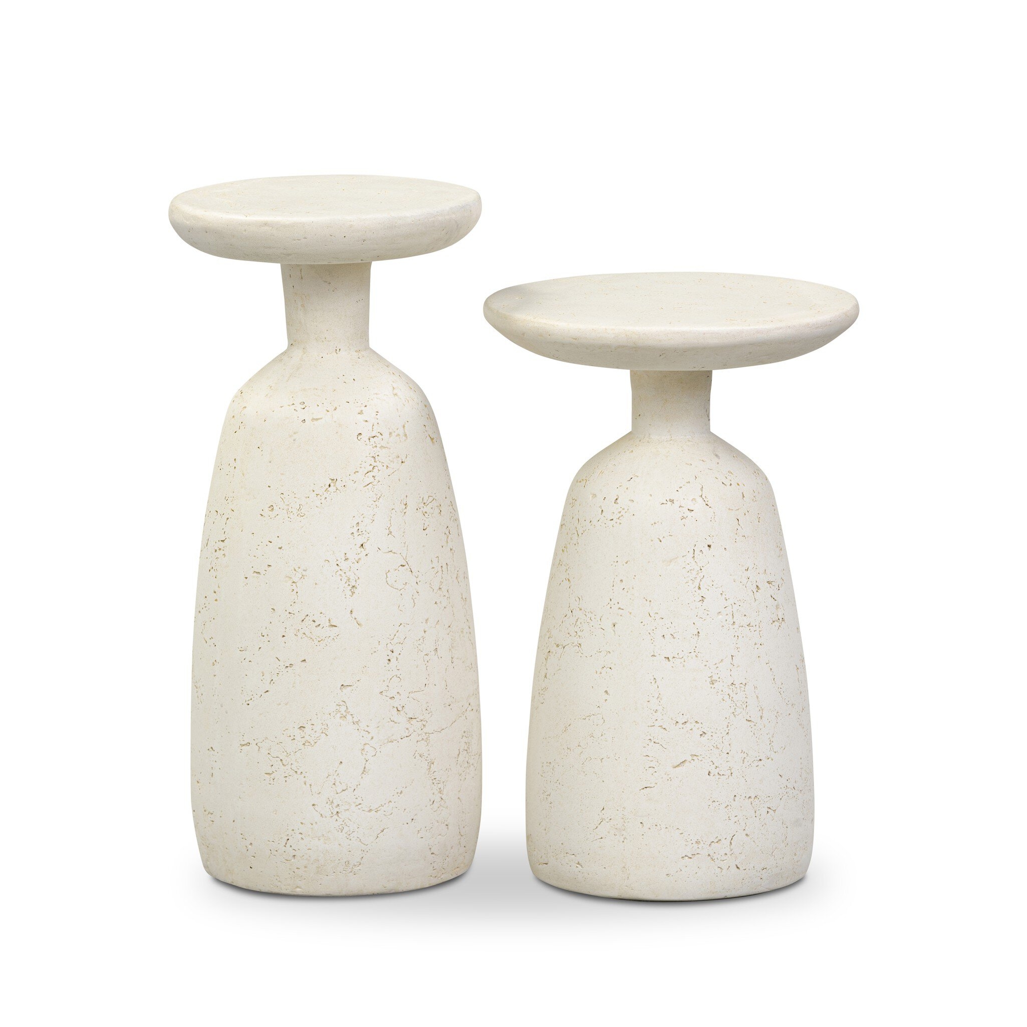 Ramara Outdoor Nesting End Tables - Aged White Concrete - Image 2