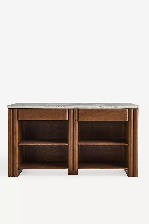 Renata Marble-Top Oak Wood Kitchen Island - Image 0