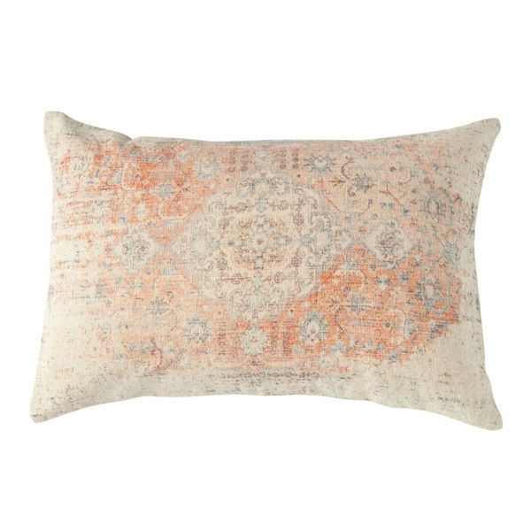 Heavily Distressed Print Cotton Lumbar Pillow, Multicolor, 24" x 16" - Image 2