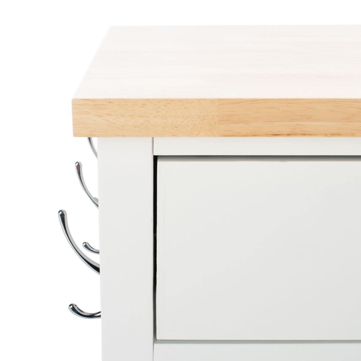 Locklyn 1 Door 2 Drawer 2 Shelf Cart - White / Natural - Safavieh - Image 2