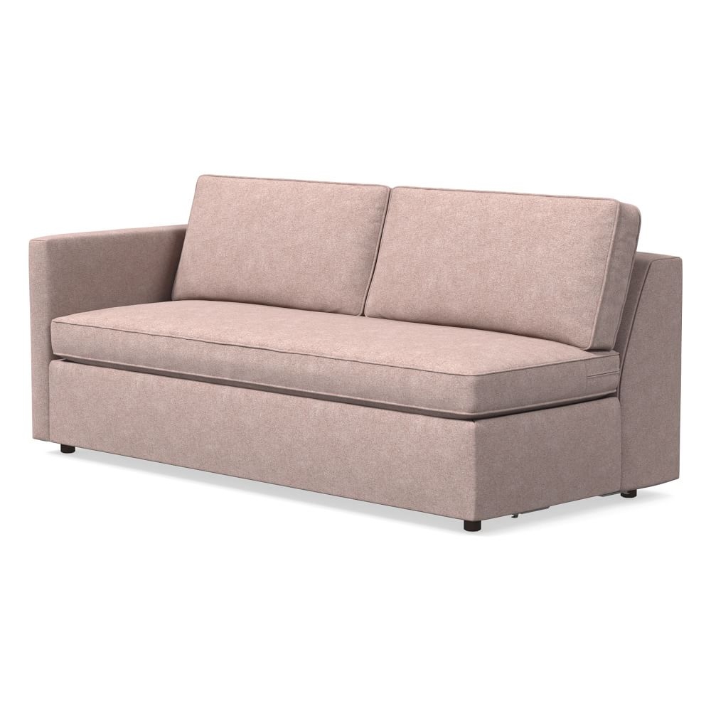 Harris Petite Left Arm 75" Sofa Bench, Poly, Distressed Velvet, Mauve, Concealed Supports - Image 0