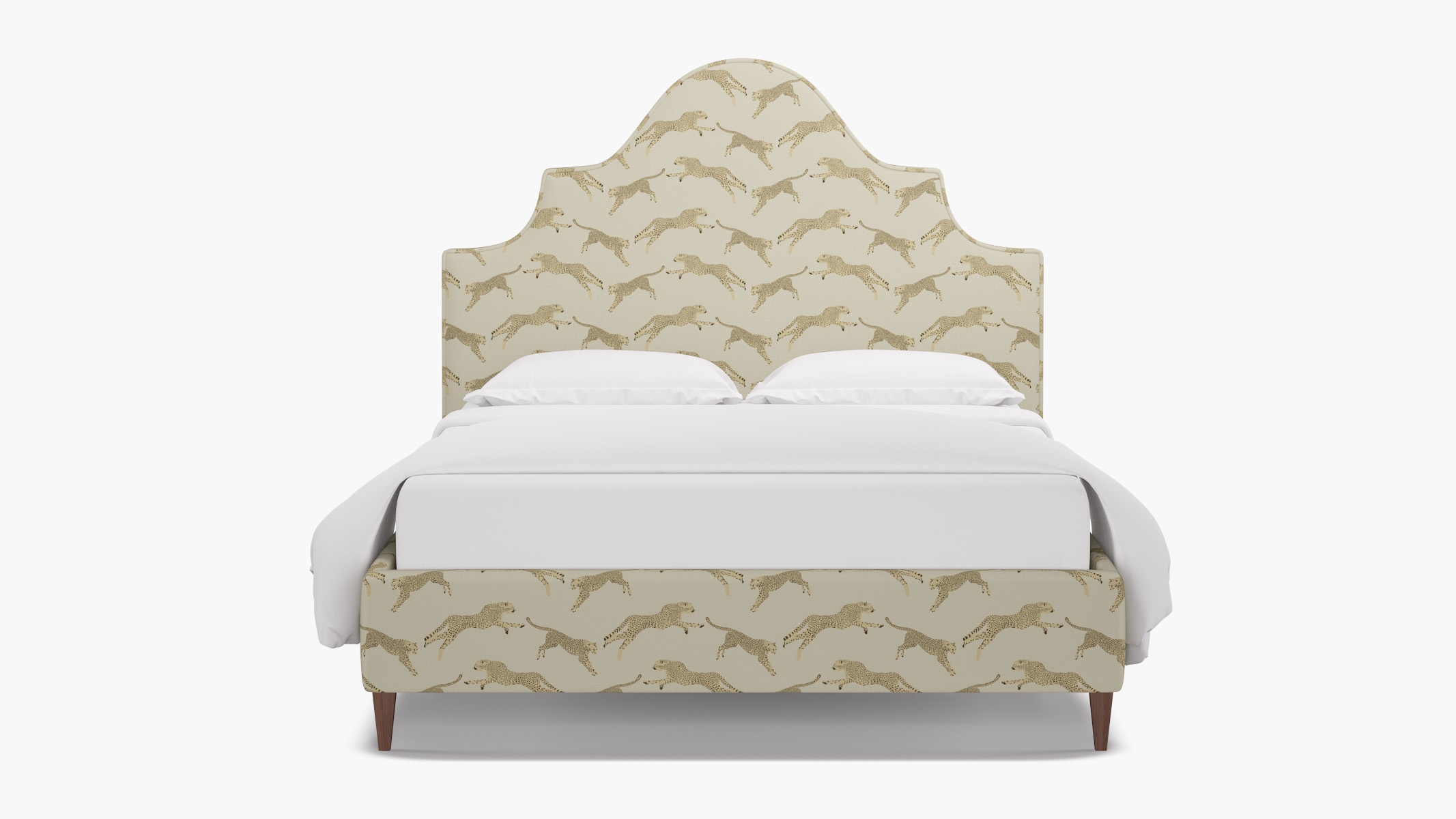Statement Bed, Desert Cheetah, Walnut Square Tapered Leg, Twin - Image 0