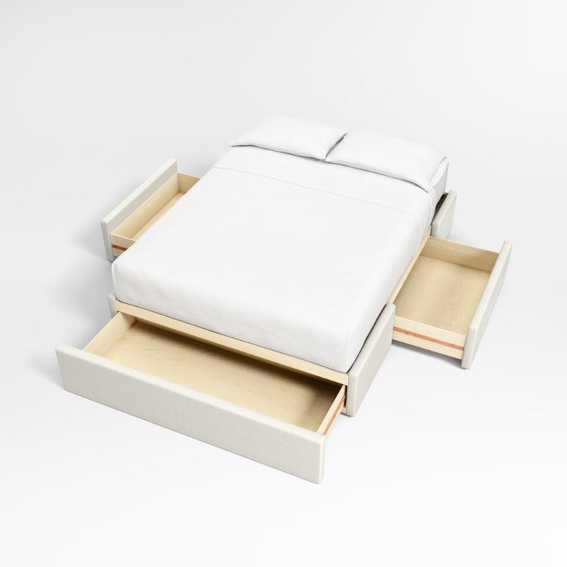 Arden 52" Ivory Queen Upholstered Headboard with Storage Bed Base - Image 1