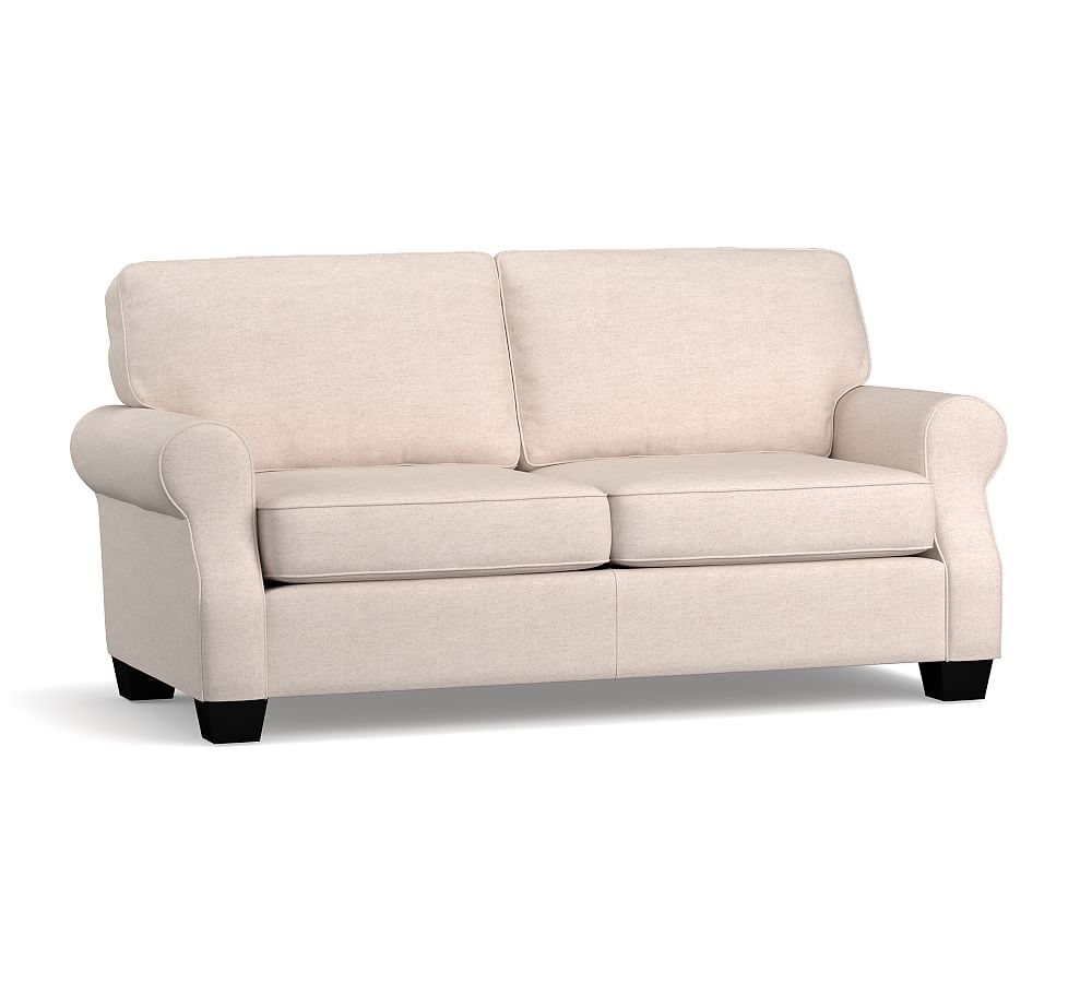 SoMa Fremont Roll Arm Upholstered Sofa 74", Polyester Wrapped Cushions, Park Weave Ivory - Image 0