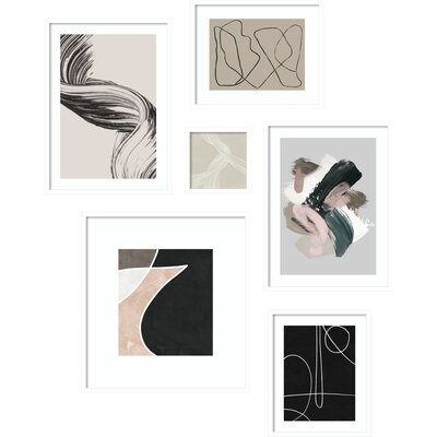Warm Abstracts - Set Of 6 Framed Wall Art Print - Image 0