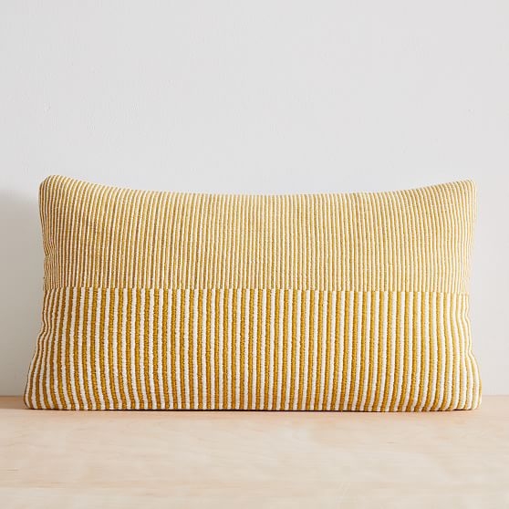 Split Lines Pillow Cover, 14"x26", Sand Yellow - Image 0