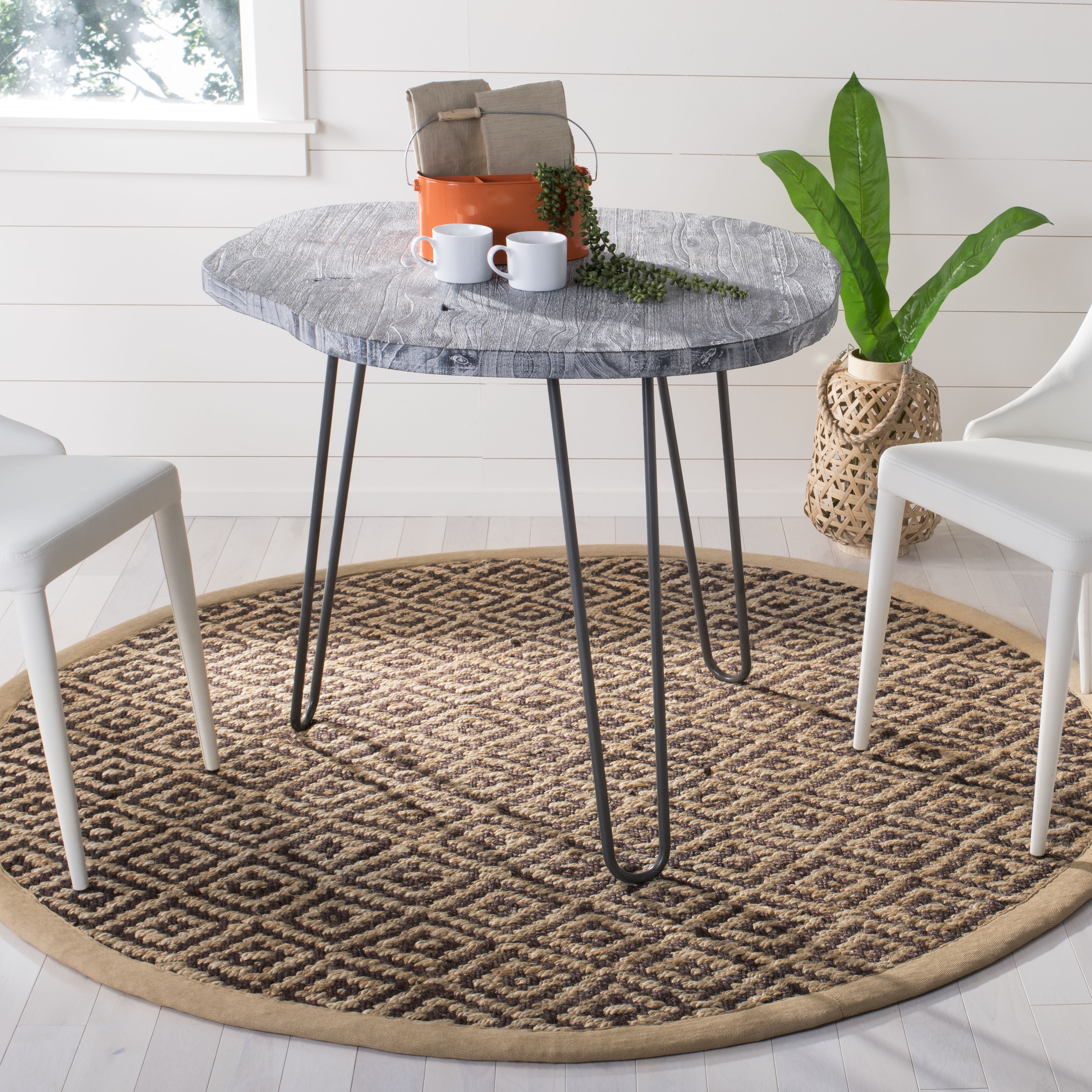 Arlo Home Hand Woven Area Rug, NF266E, Brown/Natural,  6' X 6' Round - Image 1