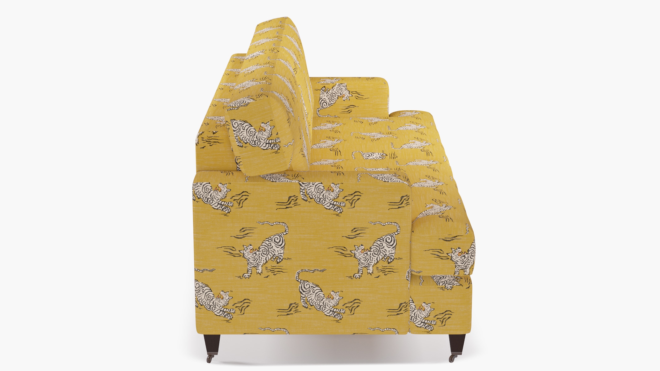 Classic Sofa, Dijon Tigresse, Espresso with Antique Brass Caster - Image 2