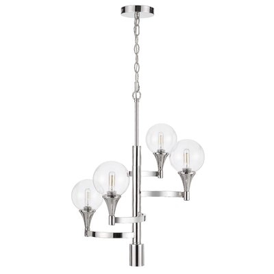 15W X 4 Annys Metal Chandelier With A 3K GU10 LED 6W Down Light (Bulb Included) Clear Round Glass Shades - Image 0