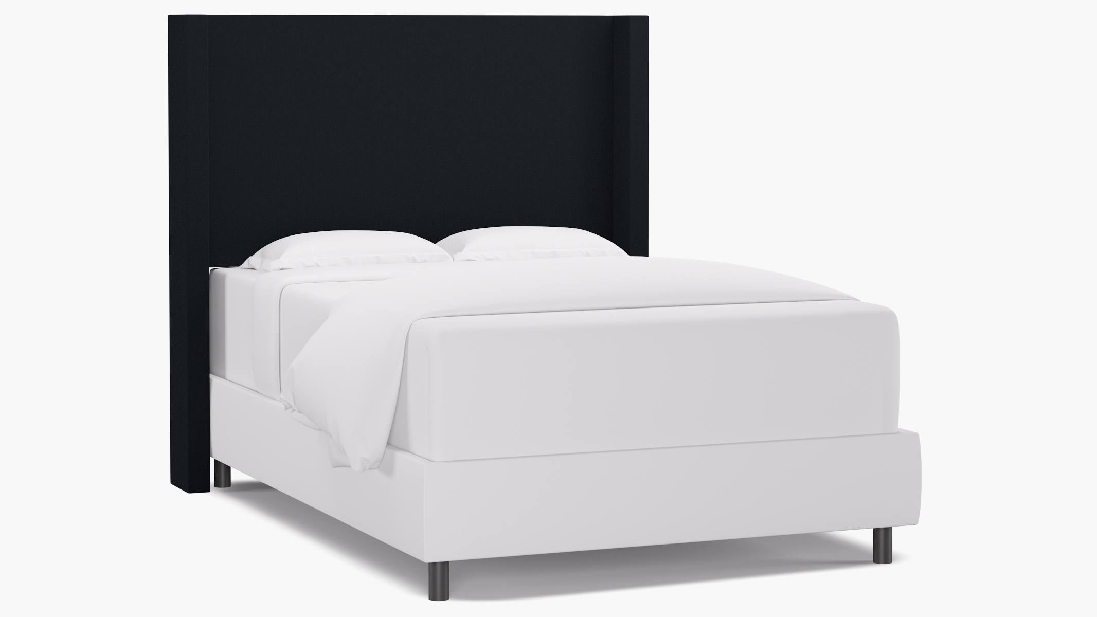 Modern Wingback Headboard, Navy Everyday Linen, Full - Image 0