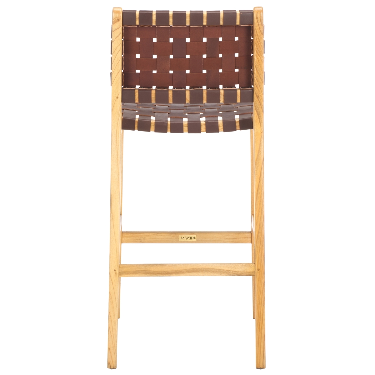 Adah Leather Bar Stool - Cognac / Natural - Safavieh - Image 7