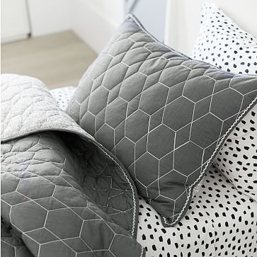 Honeycomb Quilt, Standard Sham, Charcoal, WE Kids - Image 2