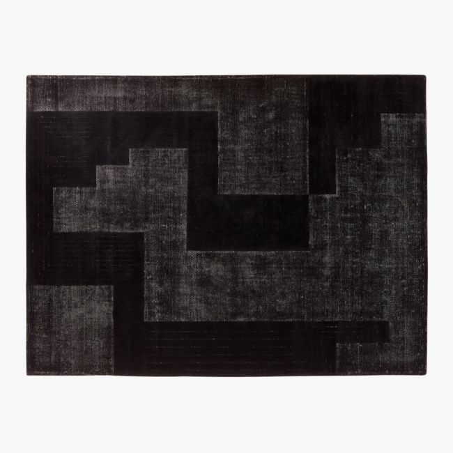 Larso Hand-Tufted Black Wool-Blend Area Rug 9'x12' - Image 0