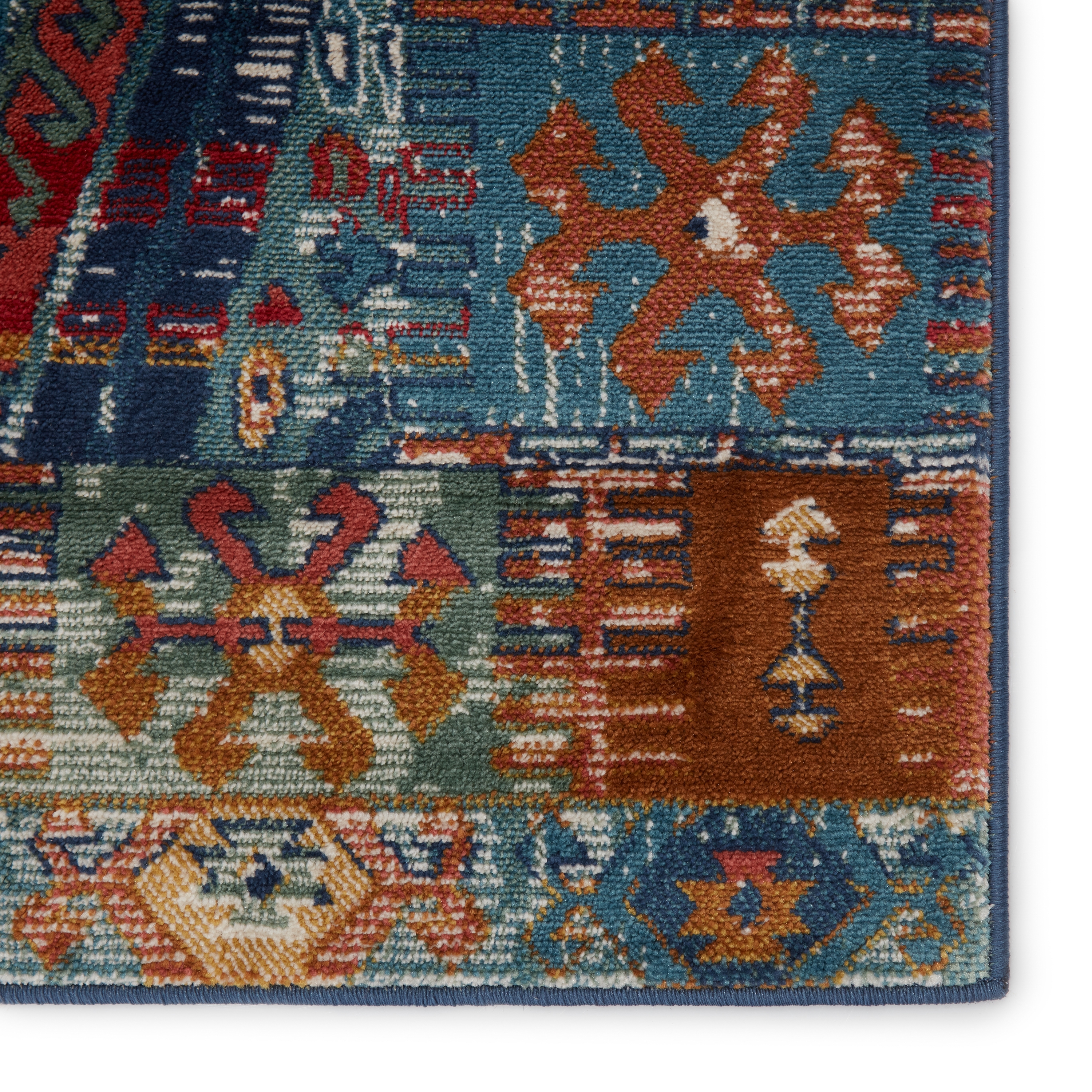 Vibe By Miron Trellis Blue/ Red Area Rug (7'6"X9'6") - Image 3