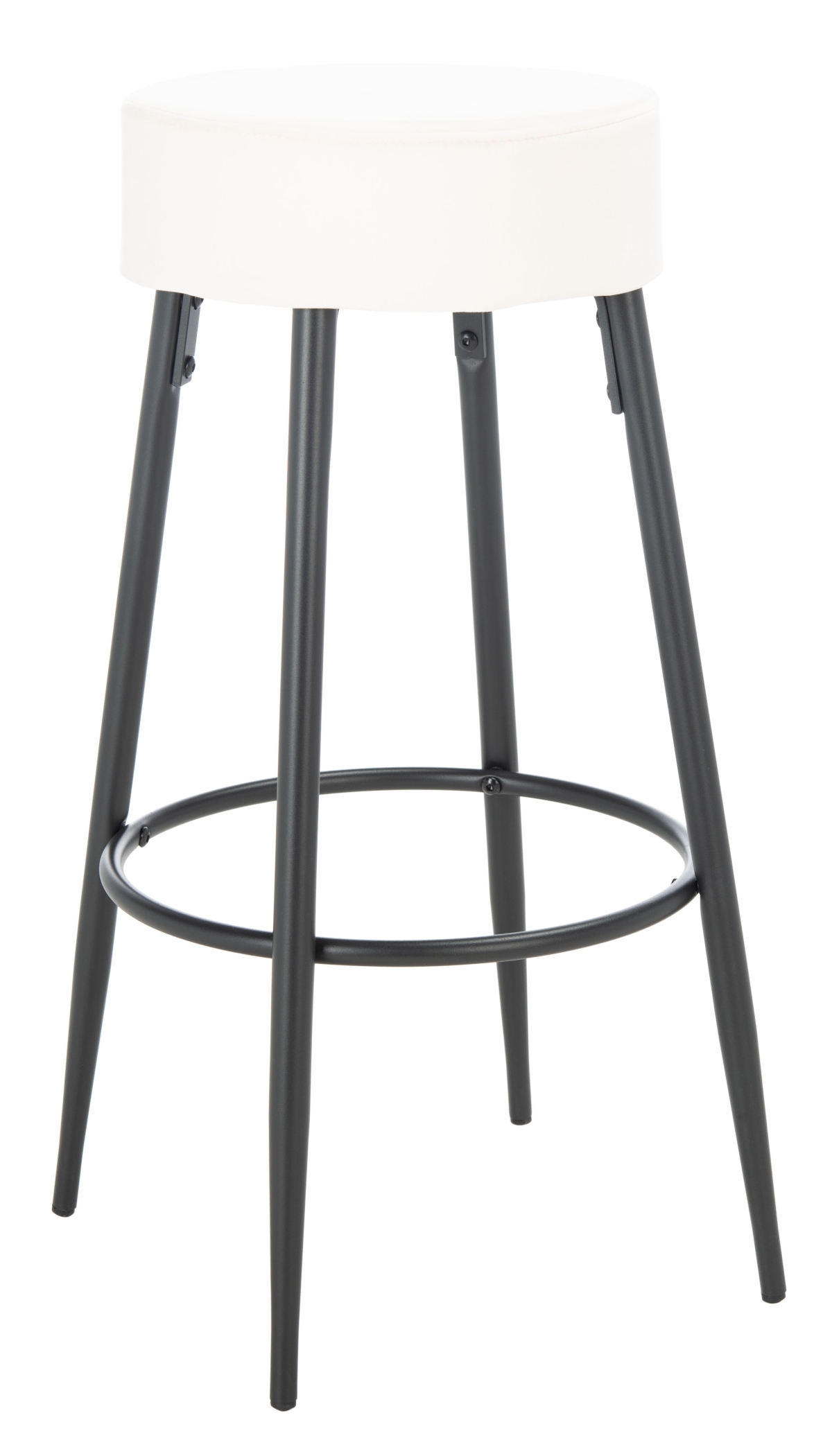 Bohden Round Bar Stool - Ivory / Black - Safavieh - Image 5