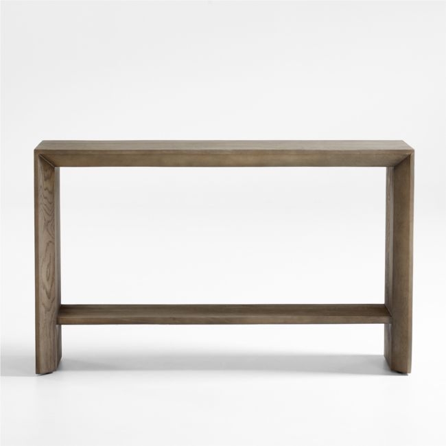 Baja 54" Rectangular Grey Oak Wood Console Table with Shelf - Image 0