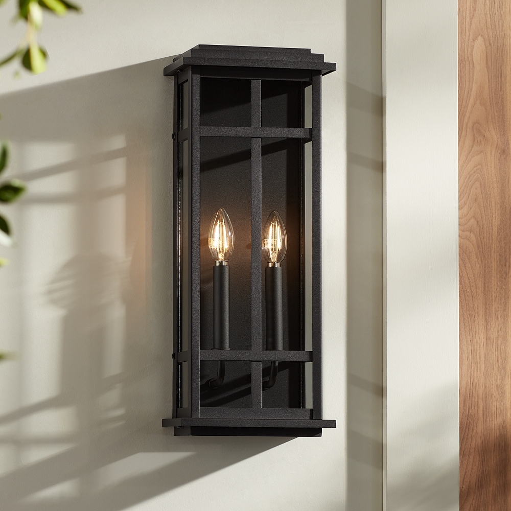 Metrix 20" High Black 2-Light Rectangular Outdoor Wall Light - Image 0