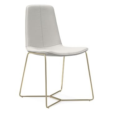 Slope Dining Chair, Sierra Leather, White Light Bronze - Image 0