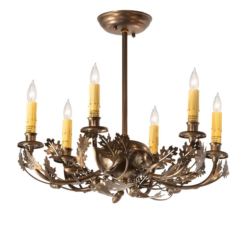 Meyda Lighting Oak Leaf and Acorn 6-Light Candle Style Classic / Traditional Chandelier - Image 0