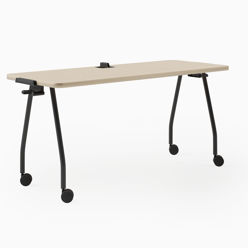 Steelcase Verb Rectangular Table, 30"x60", Wheels, Center Board, Winter on Maple, Black - Image 0