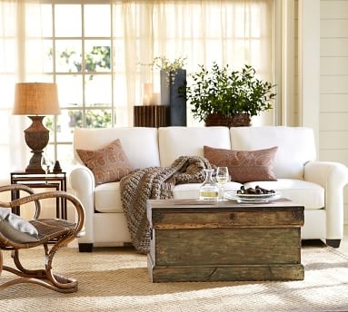 Buchanan Roll Arm Upholstered Sofa 87", Polyester Wrapped Cushions, Chenille Basketweave Oatmeal - Image 3