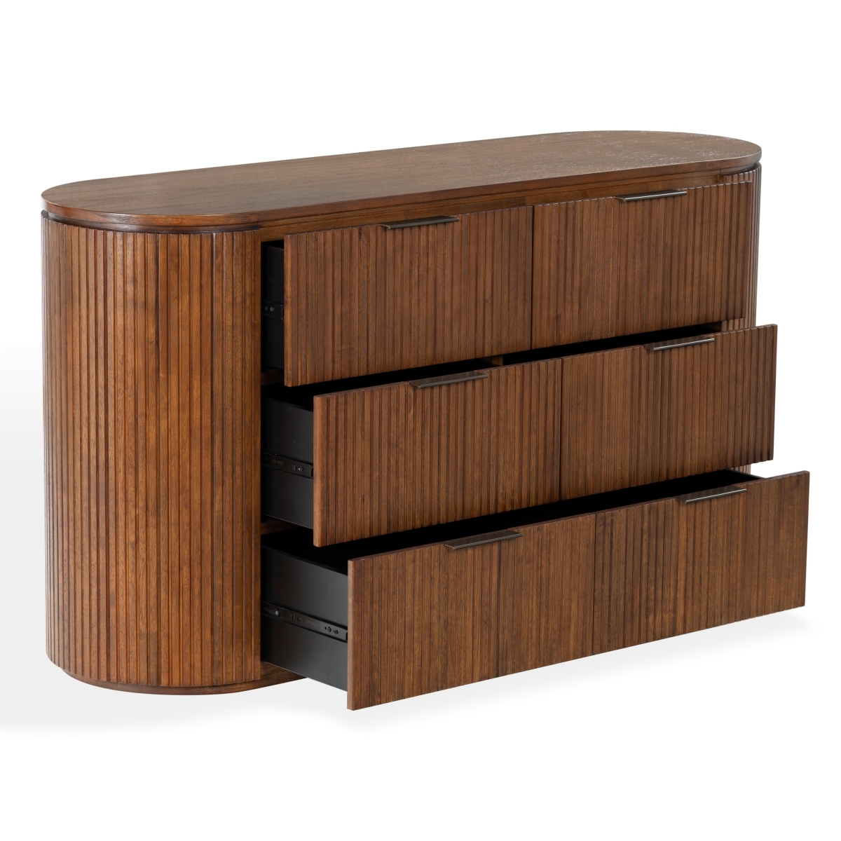 Rikki Fluted 6 Drawer Dresser - Medium Oak - Image 5