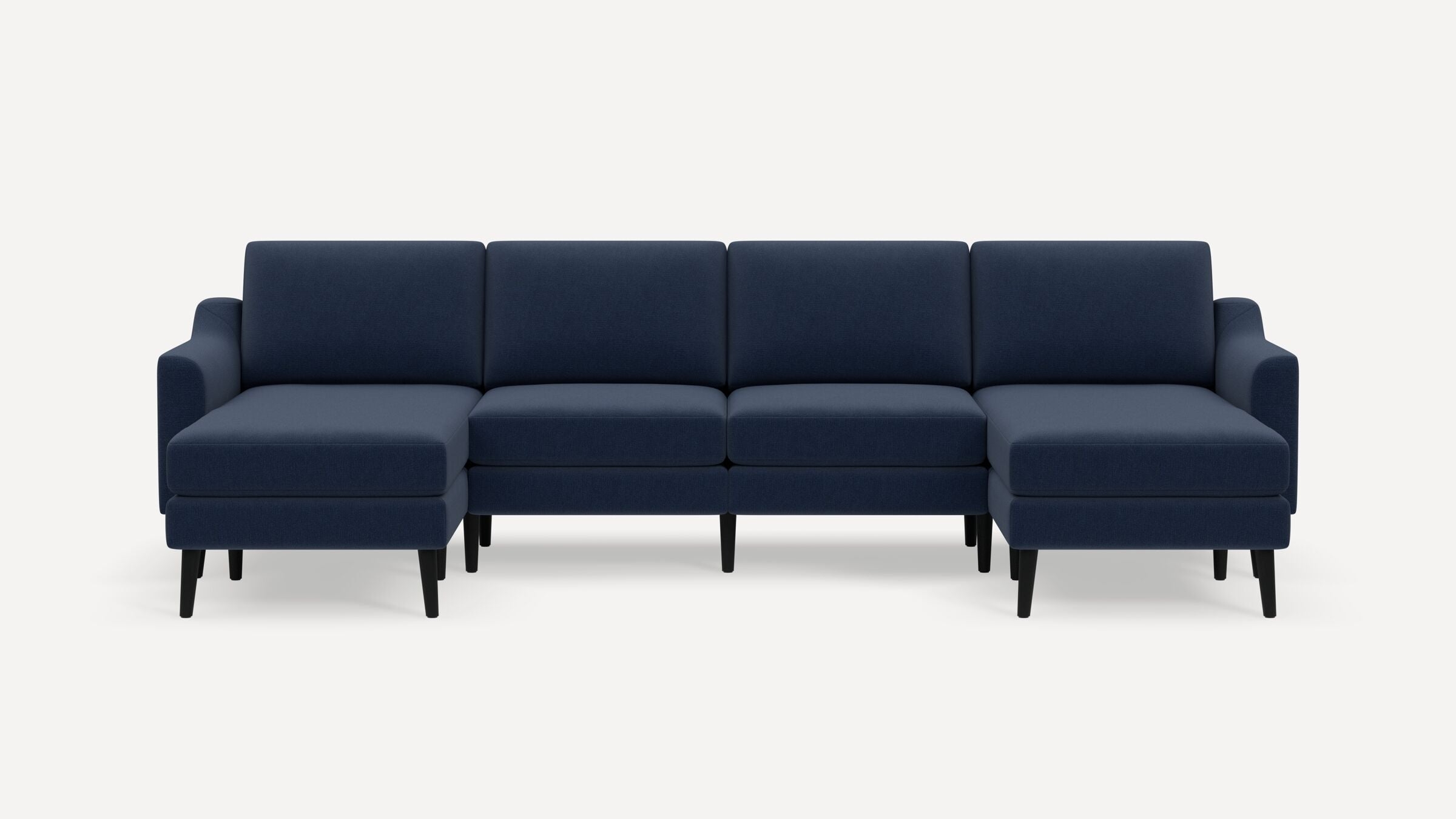 Nomad Double Chaise Sectional - Navy Blue - Performance Flatweave / Ebony - Wood / Slope - Image 0