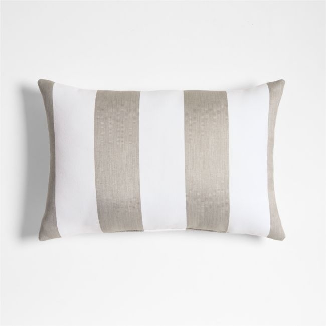 Sunbrella ® 20"x13" Cabana Flax Taupe Stripe Outdoor Throw Pillow - Image 0