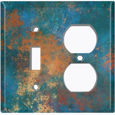 Metal Crosshatch Light Switch Plate Outlet Cover (Metal Patina 6 Print  - (L) Single Toggle / (R) Single Outlet) - Image 0