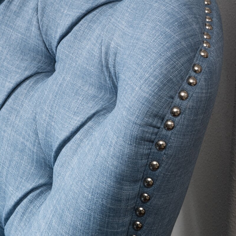 Parmelee 33" Wide Tufted Linen Club Chair, Blue - Image 3