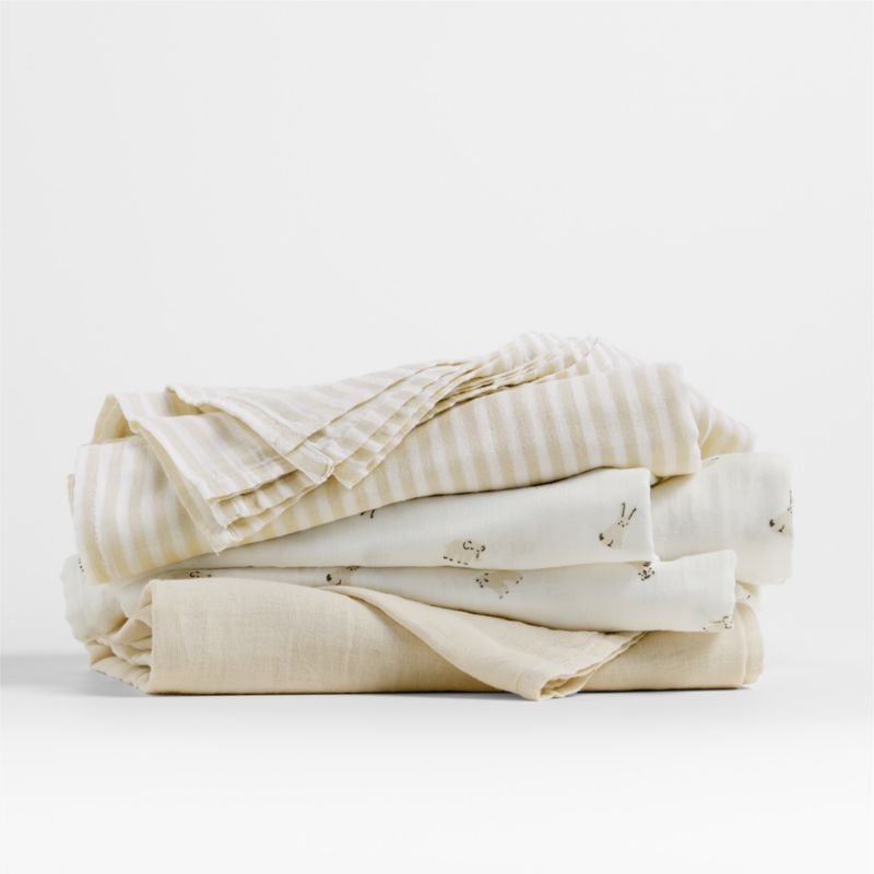Baby's First Natural Mini Animal Organic Cotton Gauze Baby Swaddle Blankets, Set of 3 - Image 2