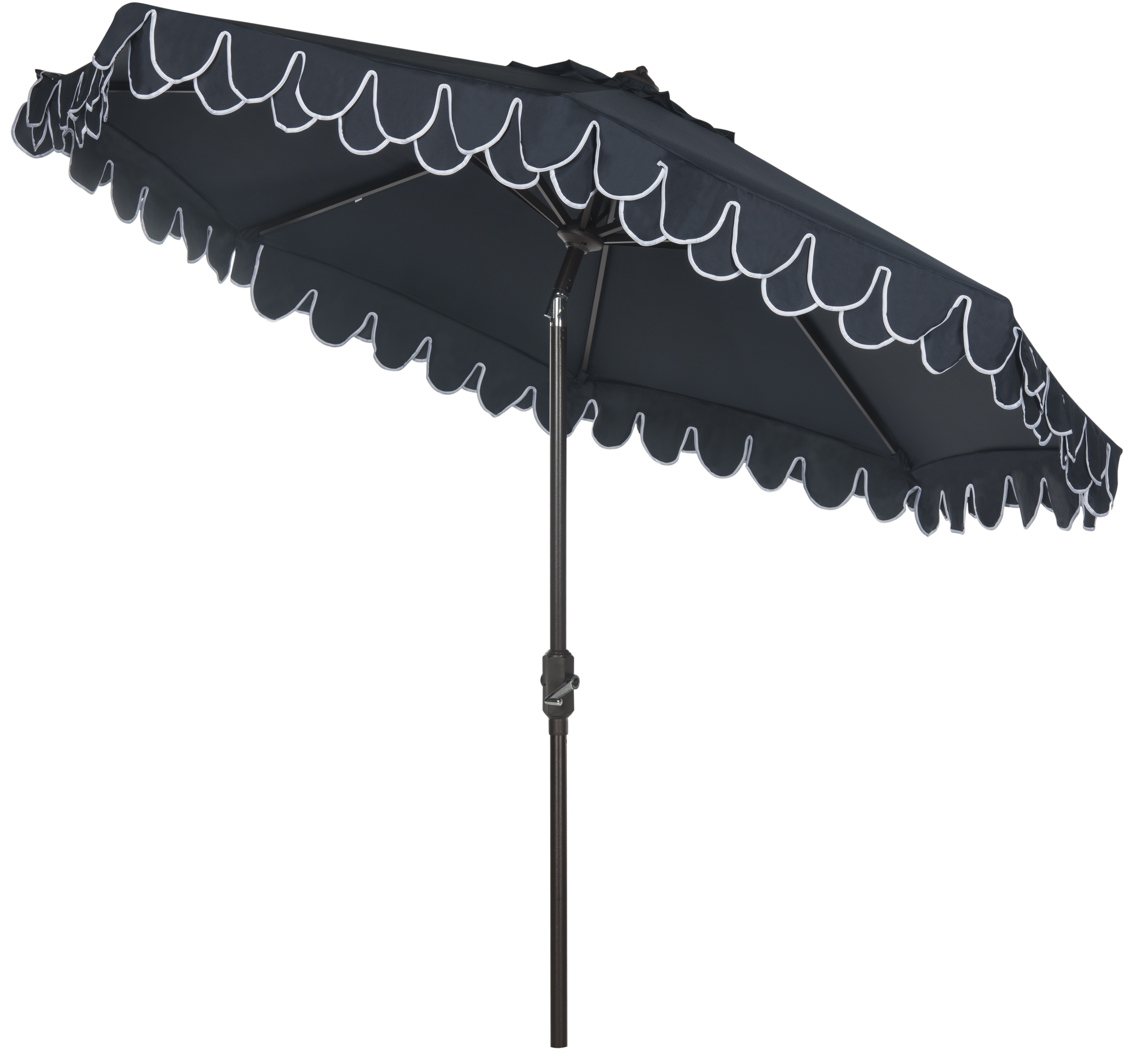 Uv Resistant Elegant Valance 9Ft Auto Tilt Umbrella - Navy/White - Arlo Home - Image 1