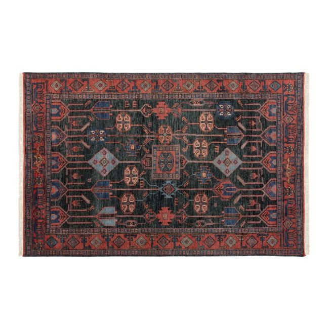 Eros Hand-Knotted Red and Blue Area Rug 5'x8' - Image 0