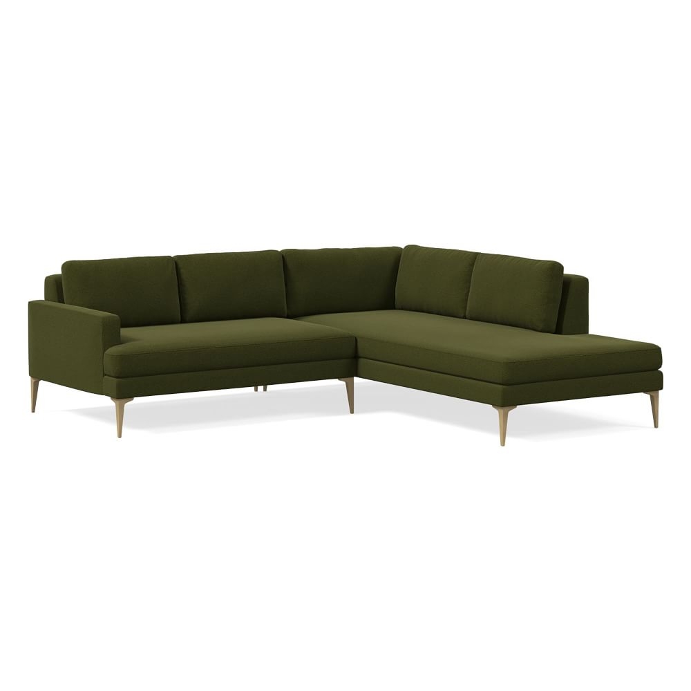 Andes 94" Right Multi Seat 2-Piece Bumper Chaise Sectional, Standard Depth, Distressed Velvet, Tarragon, BB - Image 0