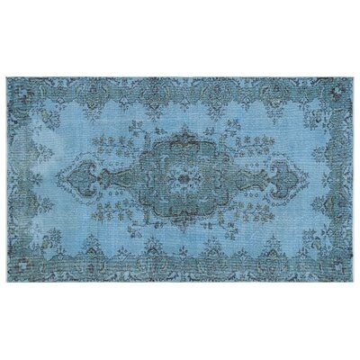 One-of-a-Kind Wyat Hand-Knotted 1960s Turkish Light Blue 5'5'' x 9'2'' Area Rug - Image 0