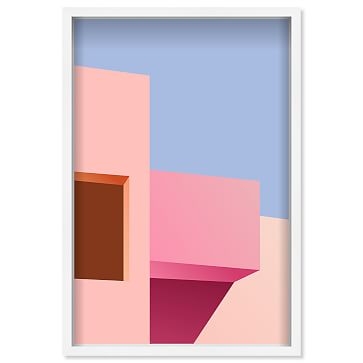 Oliver Gal Freeshape Building 8 24x36 Pink Framed Art - Image 0