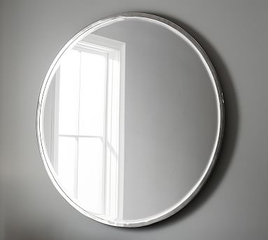 Layne Oversized Round Mirror, Silver, 50" - Image 0