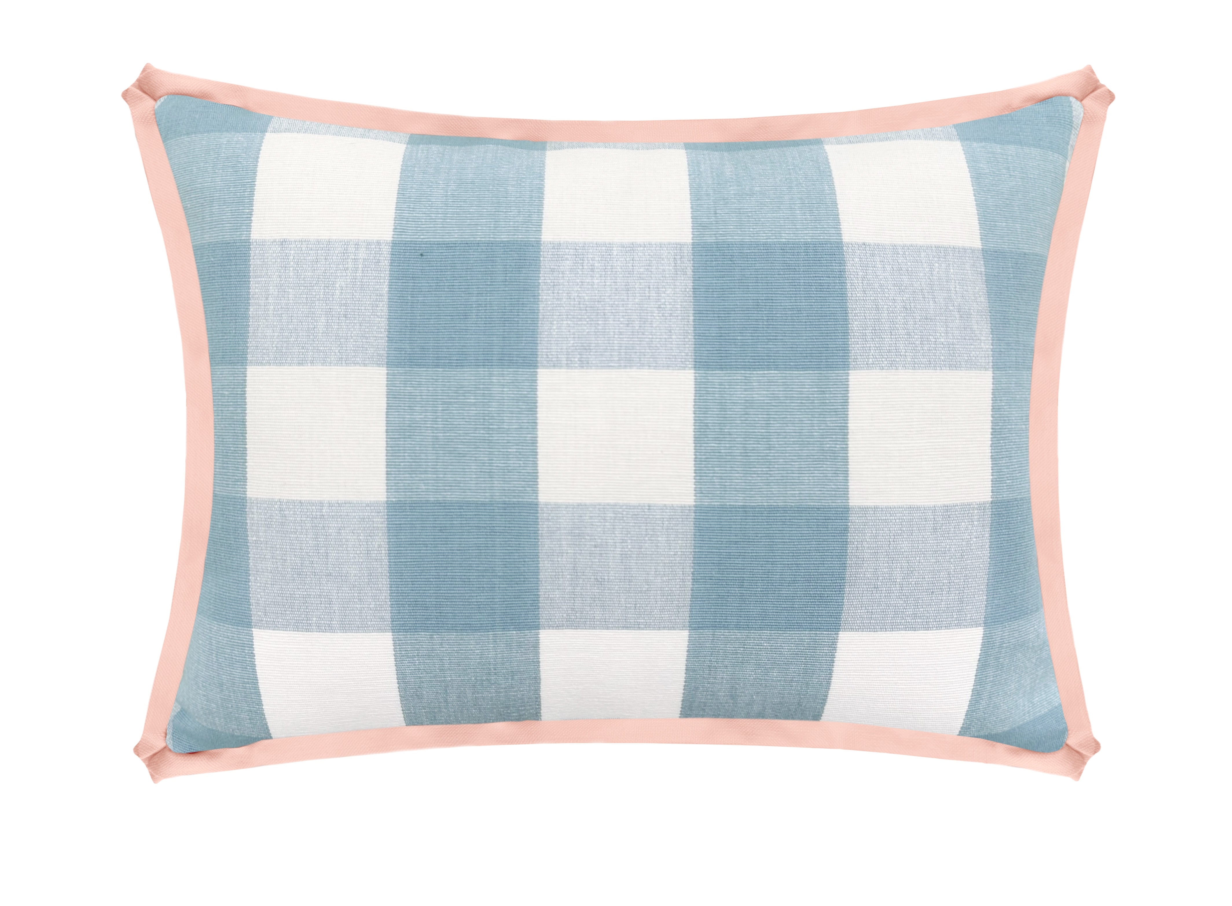 THE MINI :: CHARLESTON CHECK // POWDER BLUE - SAMPLE 4" X 4" / BUTTERFLY FLANGE / Pink Peony - Image 0