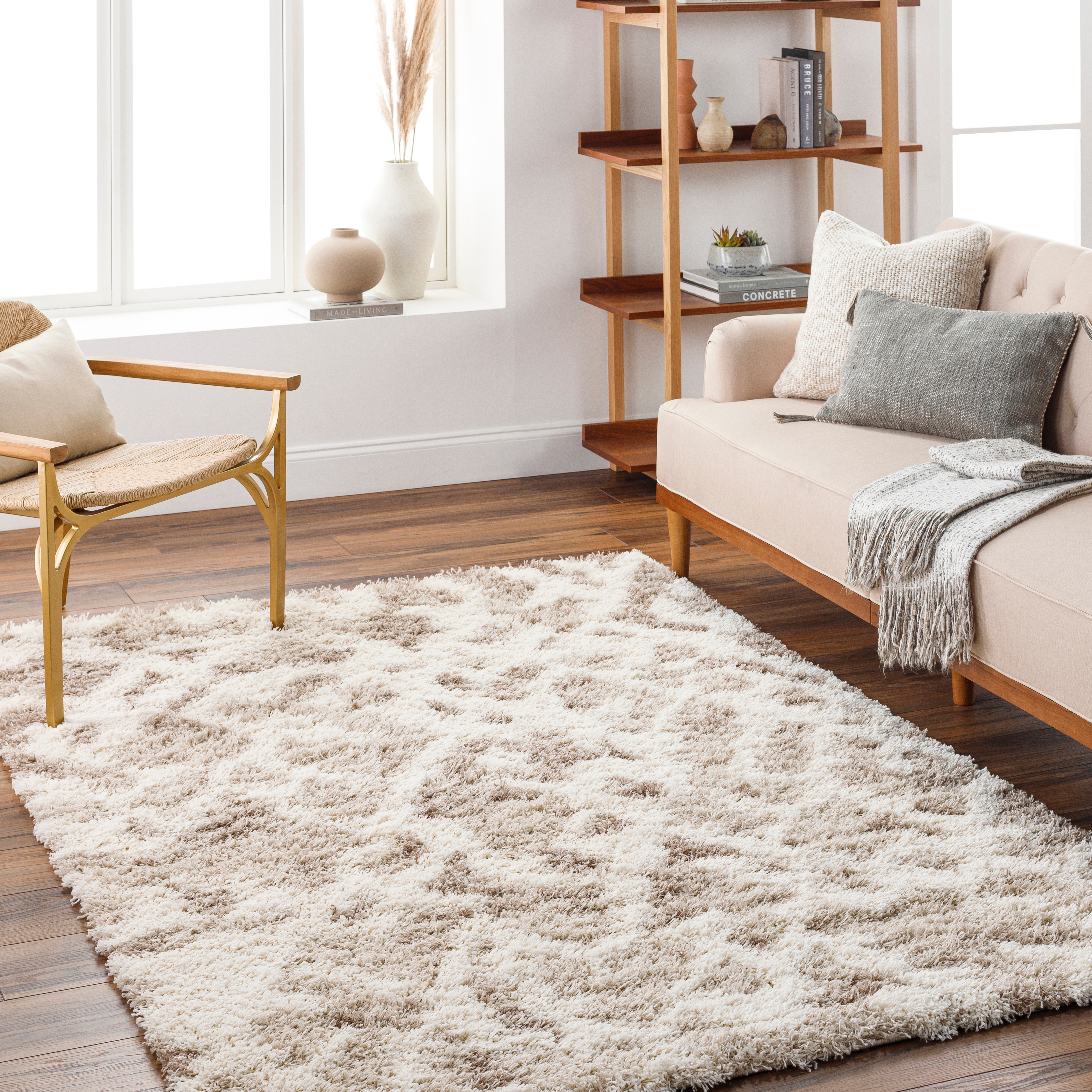 Livabliss Urban Shag Beige Indoor 5'3" x 7'3" Machine Woven Rug - Image 1