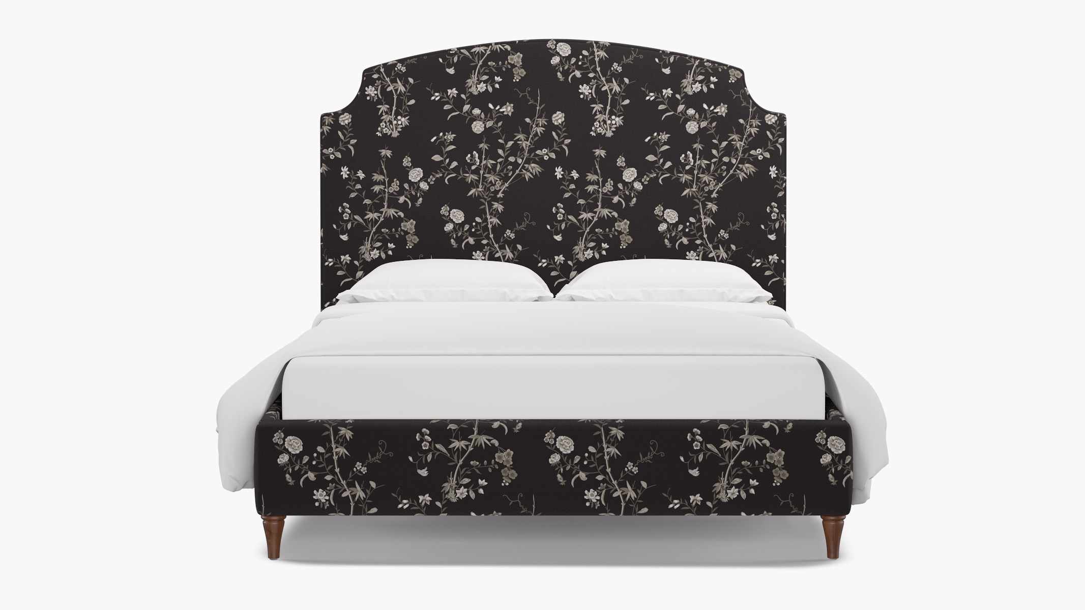 Cove Bed, Black Bamboo Garden, Walnut Traditional Turned Leg, Queen - Image 0