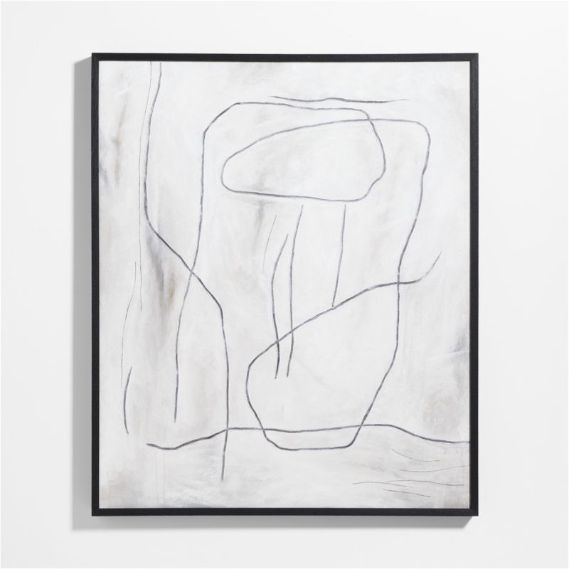 "Good Things" Framed White & Black Abstract Hand-Painted Wall Art 50"x60" - Image 3