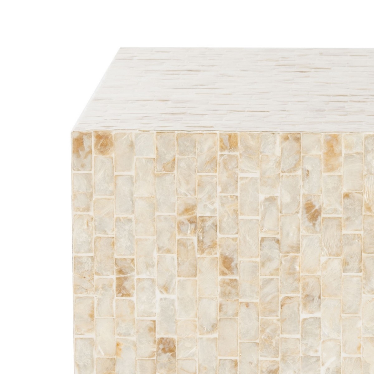 Juno Rectangle Mosaic Side Table - Multi Beige/Gold - Arlo Home - Image 3