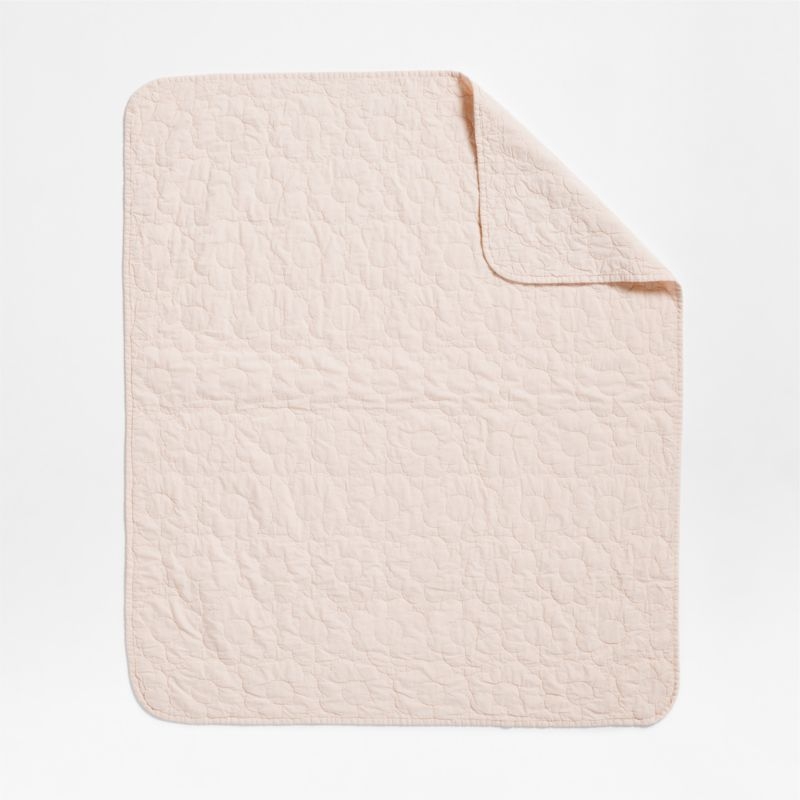 Sunwashed Shell Pink Daisy Organic Cotton Baby Crib Quilt - Image 2