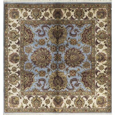 One-of-a-Kind Royal Crown Magnolia Hand-Knotted Brown/Blue/Beige 6' x 6'1" Wool Area Rug - Image 0