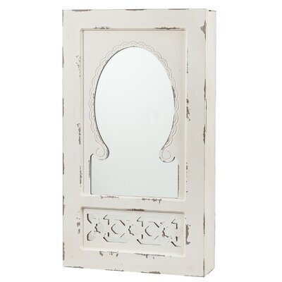 Jacques Shabby Elegance Wall Mounted Jewelry Armoire with Mirror - Image 0