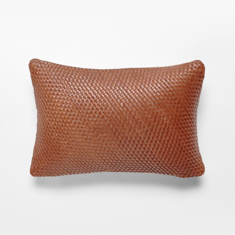 Route Leather Pillow, Feather-Down Insert, Chocolate, 18"x12" - Image 0